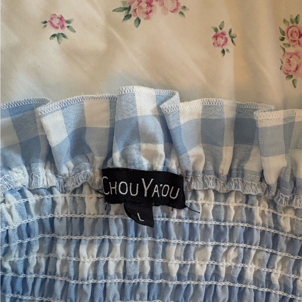 Blue and White Plaid Maxi Dress - Picture 2 of 3